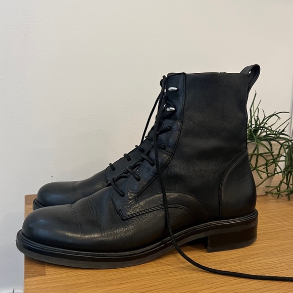 Rag & Bone Slayton Lace Up Black Leather Combat Boots - Picture 11 of 12